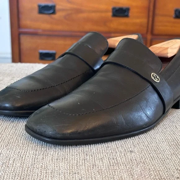 Gucci | Shoes | Gucci Gg Logo Black Leather Mens Dress  display picture 1